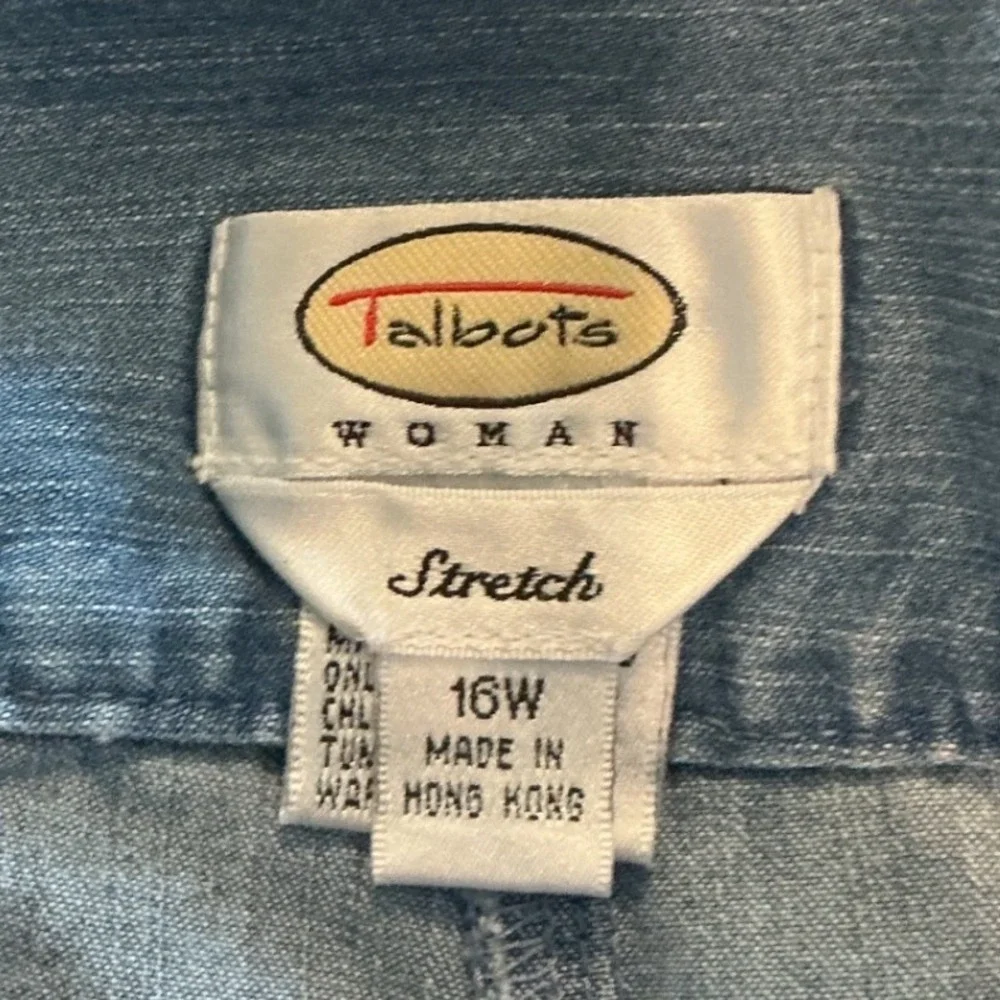 Talbots Womens Denim Wrap Front Shorts Skort 16W Blue Modest 90s Preppy Western